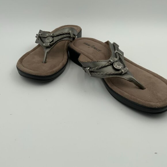Minnetonka Silverthorne Pewter Sandals Leather WMs 8 - Picture 9 of 10